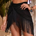 thumbnail image 1 of Women Ruffle Trim Sheer Beach Skirt Cover Up Lace Up Skirt Beach Wrap Bikini Shiny Wraps Cover Ups For Swimwear Mesh Drawstring Cover Up Skirt Bathing Suit Cover Ups Women plus Size Swimsuit Cover Ups, 1 of 7