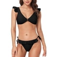 thumbnail image 1 of Women Ruffle V Neck Bikini Swimsuit High Cut Two Piece Bathing Suits, 1 of 7