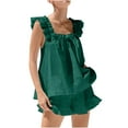 thumbnail image 1 of Women Ruffled Hem Pajamas Set Y2k Soft Sleeveless Tank Top and Shorts Sleepwear Cute Loose Fit Pj Lounge Outfit, 1 of 7
