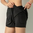 thumbnail image 1 of Women Running Shorts 2-in-1 with Pocket Wide Waistband Coverage Layer Compression Liner Lounging Sport Yoga Leggings Fitness Workout （Generally Asian sizes run small, order two size up.）, 1 of 7