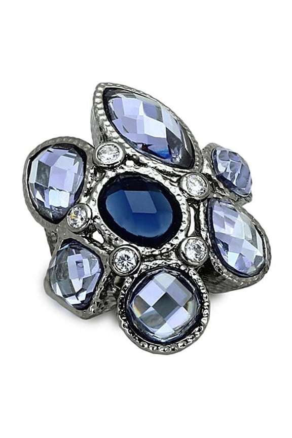 Women Ruthenium Brass Ring with Synthetic in Multi Color - Size 9