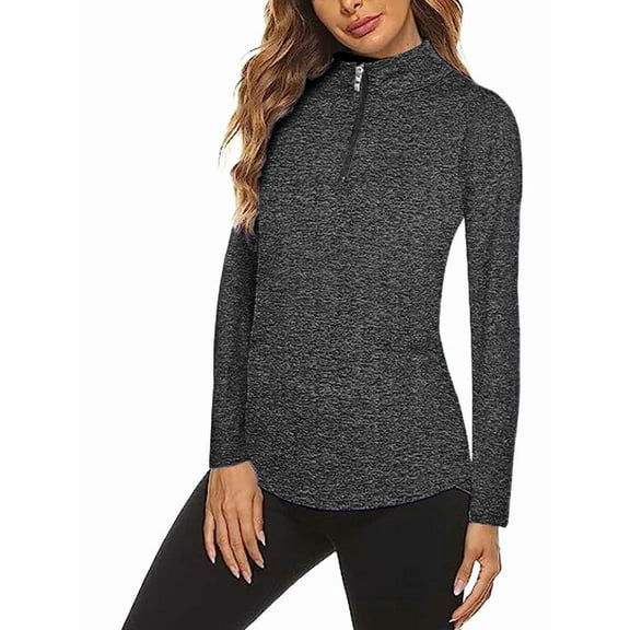 Women'S 1/4 Zip Shirts UPF 50+ Sun Protection Pullover Long Sleeve Quick Dry Workout Hiking Athletic Shirts Black S