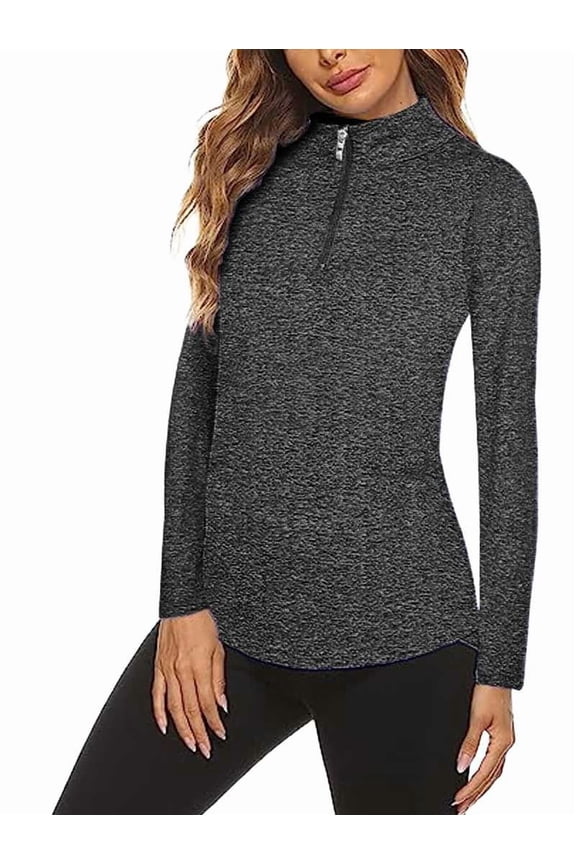 Women'S 1/4 Zip Shirts UPF 50+ Sun Protection Pullover Long Sleeve Quick Dry Workout Hiking Athletic Shirts Black S