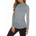thumbnail image 1 of Women'S 1/4 Zip UPF 50+ Sun Protection Pullover Long Sleeve Quick Dry Workout Hiking Athletic Shirts Light Gray XL, 1 of 6