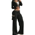 thumbnail image 1 of Women'S 2 Piece Casual Outfits Cropped Blazer Jackets High Waisted Wide Leg Work Pants Suit Set Black M, 1 of 3