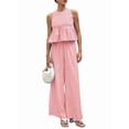 thumbnail image 1 of Women'S 2 Piece Gingham Set Summer Outfits Ruffle Tank Top and Wide Leg Pants Matching Lounge Set Pink S, 1 of 10