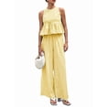thumbnail image 1 of Women'S 2 Piece Gingham Set Summer Outfits Ruffle Tank Top and Wide Leg Pants Matching Lounge Set Yellow S, 1 of 10