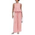 thumbnail image 1 of Women'S 2 Piece Gingham Set Summer Outfits Ruffle Tank Top and Wide Leg Pants Matching Lounge Set, 1 of 9