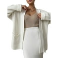 thumbnail image 1 of Women'S 2 Piece Knitted Fall Outfits Long Open Front Cardigan Casual Sweater and Elegant Skirt Set Milky White One size, 1 of 6