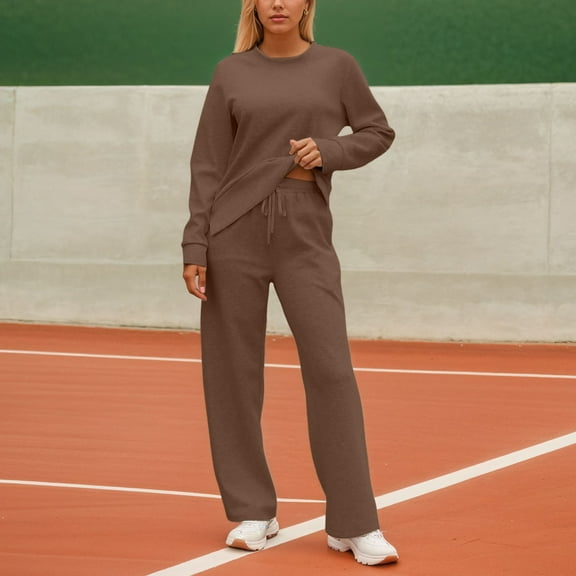Women'S 2 Piece Lounge Outfits - Long Sleeve Sweatshirt With Jogger Pants Set Matching Sweat Sets for Women Womens Activewear Sets
