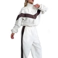 thumbnail image 1 of Women'S 2 Piece Lounge Outfits Zip Up Sweat Set Contrast Striped Wide Leg Jogging Pants Travel Track Suit White XL, 1 of 9