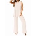 thumbnail image 1 of Women'S 2 Piece Lounge Set 2025 Summer Casual Loose Tank Top Wide Leg Pants Matching Outfits Tracksuit Cream White M, 1 of 5