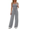 thumbnail image 1 of Women'S 2 Piece Lounge Set Spring Outfits - Camisole Top & Wide Leg Pants Dark Gray M, 1 of 8