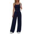 thumbnail image 1 of Women'S 2 Piece Lounge Set Spring Outfits - Camisole Top & Wide Leg Pants Navy Blue XXL, 1 of 8