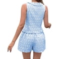 thumbnail image 1 of Women'S 2 Piece Outfits Floral Print Button Down Vest Top and Shorts Set XL, 1 of 5