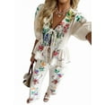 thumbnail image 1 of Women'S 2 Piece Outfits Floral Print Short Sleeve Blouse Wide Leg Pants Set Boho Vacation Outfits Multicolor S, 1 of 6