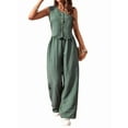 thumbnail image 1 of Women'S 2 Piece Outfits Linen Vest Waistcoat Dressy Casual Sets Wide Leg Pants Suits  Green S, 1 of 5