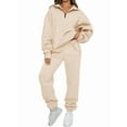 thumbnail image 1 of Women'S 2 Piece Outfits Lounge Sets Long Sleeve Half Zip Pullover and Baggy Sweatpants with Pockets Apricot M, 1 of 6