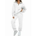 thumbnail image 1 of Women'S 2 Piece Outfits Lounge Sets Long Sleeve Half Zip Pullover and Baggy Sweatpants with Pockets White XXXL, 1 of 6