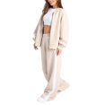 thumbnail image 1 of Women'S 2 Piece Outfits Oversized Casual Zip Up Long Sleeve Sweatshirt with Wide Leg Sweatpants Apricot XXL, 1 of 10