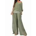 thumbnail image 1 of Women'S 2 Piece Outfits Set Glitter Top Wide Leg Pants Casual Crew Neck Sequin Suit Green S, 1 of 8