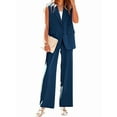 thumbnail image 1 of Women'S 2 Piece Outfits Sleeveless Suit Vest and Wide Leg Pants Business Casual Blazer Sets Navy Blue XL, 1 of 4