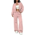 thumbnail image 1 of Women'S 2 Piece Outfits Sweatsuit Zip Up Long Sleeve Sweatshirt with Wide Leg Sweatpants Pink XXL, 1 of 8