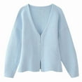 thumbnail image 1 of Women'S 2 Piece Sets Early Fall Front Opening Cardigan and Mini Skirt Knit Outfits Top B - Blue S, 1 of 6