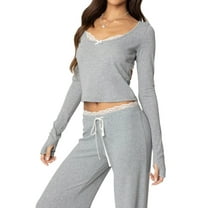 Women'S 2 Piece Sets Fall Outfits Long Sleeve Wide Leg Tracksuits Casual Lounge Set Matching Sets Light Gray L
