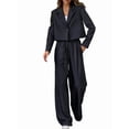 thumbnail image 1 of Women'S 2 Piece Suit Set Cropped Blazer Wide Leg Pants Business Casual Outfits Work Office Clothes Dark Gray S, 1 of 10