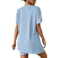thumbnail image 1 of Women'S 2 Pieces Short Sleeve Lounge Sets Oversized T-Shirts and Biker Shorts Light Blue XXL, 1 of 7
