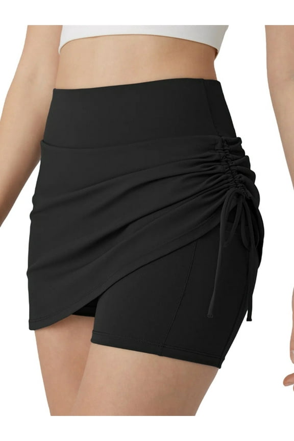 Women'S 2-in-1 Convertible Athletic Skirt with Drawstring - Knee-Length Skort with Pockets for Sports & Casual