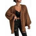 thumbnail image 1 of Women'S 2025 Autumn and Winter Oversized Cardigan Sweater Soft Knit Cardigan Front Button Coat Dark Brown L, 1 of 7