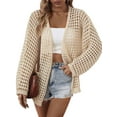 thumbnail image 1 of Women'S 2025 Crochet Light-Weight Cardigan Short Sleeve Boho Open Front Sweater Tops  M, 1 of 8