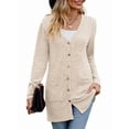 thumbnail image 1 of Women'S 2025 Fall Fashion Cardigan Soft Knit Cardigan for Women Long Sleeve Open Front Coat with Pockets Apricot XXL, 1 of 9