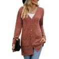 thumbnail image 1 of Women'S 2025 Fall Fashion Cardigan Soft Knit Cardigan for Women Long Sleeve Open Front Coat with Pockets Brick Red L, 1 of 9