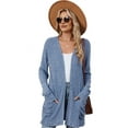 thumbnail image 1 of Women'S 2025 Fall Fashion Cardigan Soft Knit Cardigan for Women Long Sleeve Open Front Coat with Pockets Colorful blue L, 1 of 9