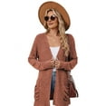 thumbnail image 1 of Women'S 2025 Fall Fashion Cardigan Soft Knit Cardigan for Women Long Sleeve Open Front Coat with Pockets Orange red XXL, 1 of 8