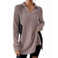 thumbnail image 1 of Women'S 2025 Fall Long Sleeve Half Zip Casual Oversized Ribbed Knit Pullover Sweater Top Pink M, 1 of 7