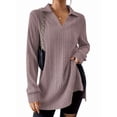 thumbnail image 1 of Women'S 2025 Fall Long Sleeve Half Zip Casual Oversized Ribbed Knit Pullover Sweater Top Pink S, 1 of 9
