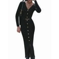 thumbnail image 1 of Women'S 2025 Fall Trendy Midi Sweater Dress Casual V Neck Long Sleeve Ribbed Knit Winter Bodycon Dresses Black S, 1 of 7