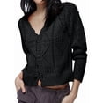 thumbnail image 1 of Women'S 2025 Spring Autumn Winter Short Cardigan Sweater Top Long Sleeve V-Neck Cardigan Jacket Casual Knitwear Black S, 1 of 7