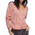 thumbnail image 1 of Women'S 2025 Spring Autumn Winter Short Cardigan Sweater Top Long Sleeve V-Neck Cardigan Jacket Casual Knitwear Pink L, 1 of 9