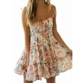 thumbnail image 1 of Women'S 2025 Summer Floral Bohemian Flowy Dress Short Sleeveless Ruffle Spaghetti Strap Dress Orange & Green L, 1 of 7