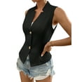 thumbnail image 1 of Women'S 2025 Summer Sleeveless Vest Casual Fully-Lined Slim Work Fashion Petite Elegant Tops Black S, 1 of 10