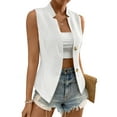 thumbnail image 1 of Women'S 2025 Summer Sleeveless Vest Casual Fully-Lined Slim Work Fashion Petite Elegant Tops White S, 1 of 10