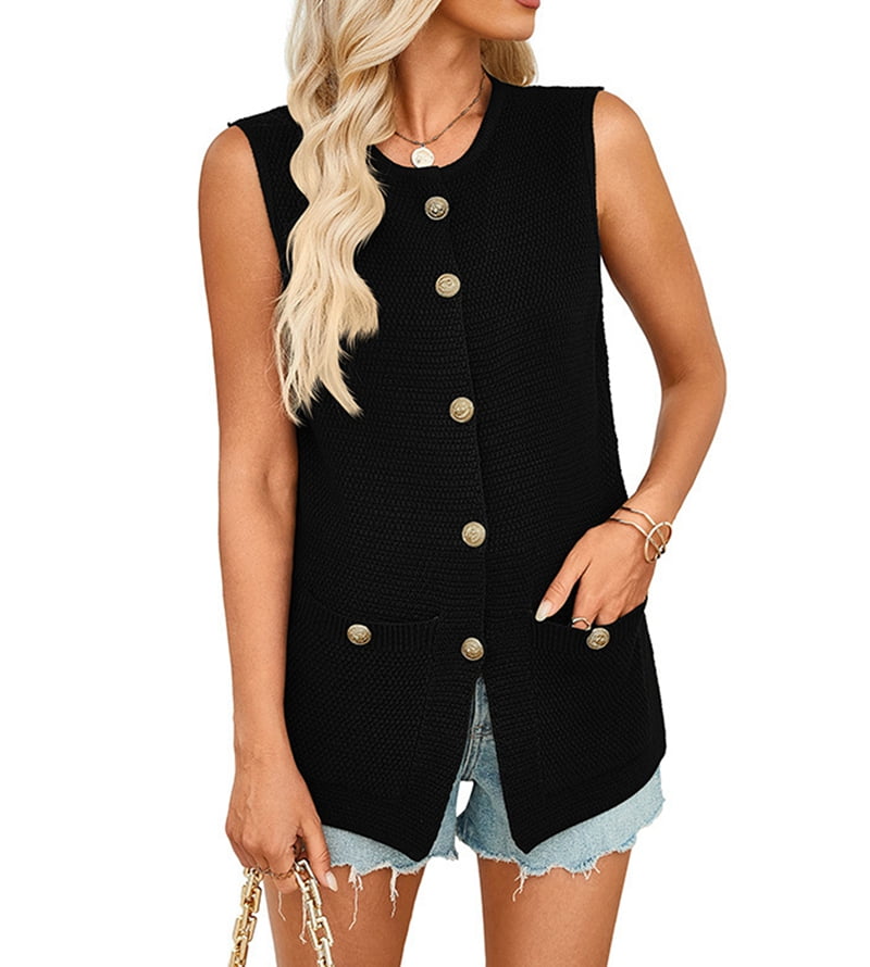 Unique Bargains Women's Mock Neck Sleeveless Ribbed Knit Sweater