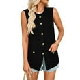 thumbnail image 1 of Women'S 2025 Summer Sweater Vest Sleeveless Knit Cardigan Button Down Tank Tops Black S, 1 of 7