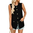 thumbnail image 1 of Women'S 2025 Summer Sweater Vest Sleeveless Knit Cardigan Button Down Tank Tops Black XL, 1 of 6