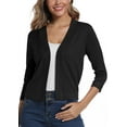 thumbnail image 1 of Women's Cropped Cardigan 3/4 Sleeve Spring Fall Sweater Solid Color Black XL, 1 of 7